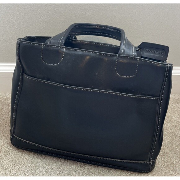 Coach Handbags - Vintage Coach Bleeker Black Leather Purse 9303 Satchel Handle Bag Tote 90's Y2K